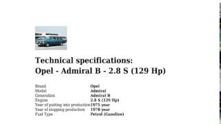 Opel - Admiral B - 2.8 S (129 Hp) - Technical specifications