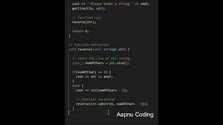 reverse a sentence using recursion in C++ program #shorts #cplusplusprogram #aapnucoding