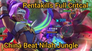 Pentakills Nilah Full Critical New Patch - China Server Wild Rift Tier OVO Top 1 Builds \u0026 Runes