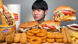 버거킹 먹방 트러플머쉬룸 몬스터 와퍼🍔 어니언링 너겟킹 바삭킹 치즈스틱 치즈볼까지~ 프리토스 치즈소스💛리얼사운드 ASMR BURGER KING Hamburger MUKBANG