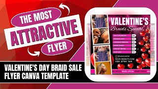 Valentine's Day Braid Sale Flyer, Canva Template.