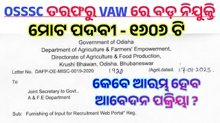 OSSSC ତରଫରୁ VAW ନିଯୁକ୍ତି ସୁଯୋଗ // TOTAL POST-1432 // Online Apply date? #odisha #job