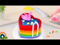 Satisfying Miniature Rainbow Bathtub Cake Decorating | How To Make Miniature Rainbow Cake