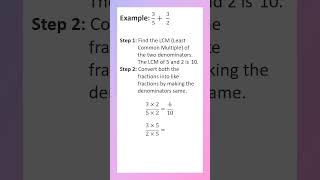 Addition of Unlike Fractions | Adding Fractions with Different Denominators #shorts #fraction