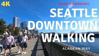 4K Seattle Downtown Walking under pandemic 2020, Alaskan Way