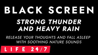 🔴Heavy Rain and Thunder Sounds for sleeping Black Screen.Lofi, Relaxing, Insomnia, Study, Meditation