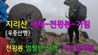 지리산 새재~천왕봉~거림(우중산행)ㅣ천왕봉 엄청난 산객과 거센 칼바람ㅣ활짝 핀 철쭉