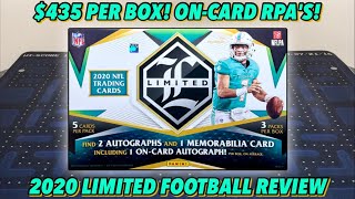 *ON-CARD RPA's! $435 PER BOX!* 2020 Panini Limited Football Hobby Box Break/Review