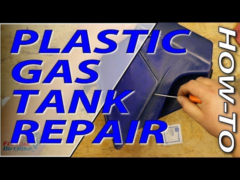 How do you repair a plastic motorcycle gas tank?