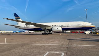 Privilege Style Boeing 777-212(ER) EC-MUA departing ￼Manchester