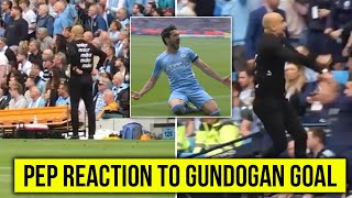 Man City vs Aston Villa 3-2 - Pep Guardiola REACTION to Ilkay Gundogan GOAL