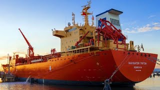 Ship Departure from Coatzacoalcos, Mexico. LPG / Ethylene Gas Tanker with 2 Tug boats