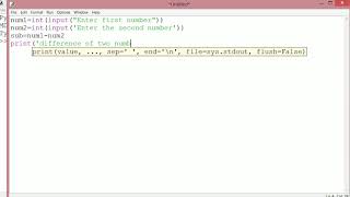 Program to find difference two numbers in Python by User Input