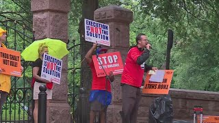 Those opposed to the death penalty protest at Governor's Mansion