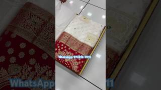 A very beautiful pure satin silk gharchola white and red colour Sarees ￼#trending#youtube #instagram