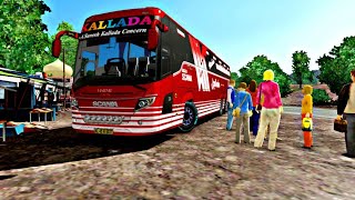 Scania Kallada Bus Driving On Village Road || Accident Arrive||Bus Stations With VRL Bus || Bus Game