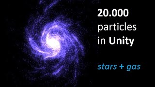 N-Body gravity simulation. Spiral galaxy in UNITY. 20000 particles in realtime on GPU