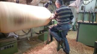 Xxl ash vase on the geiger lathe  woodturning