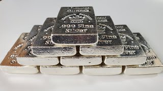 Stacking Poured silver bars in the silver DIP!