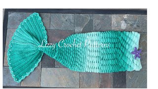 How to crochet a mermaid tail blanket toddler-adult size step by step