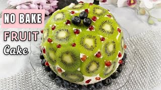 No Bake Fruit Cake Recipe | Easy,  Quick and Delicious Kiwi Cake