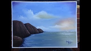 #174. How to paint a rocky sunset (acrylic)