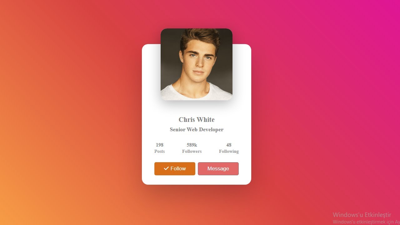 How To Design Animated Profile Card Ui Design Using Html Css And ...