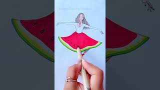 Watermelon dress 🍉 #art #artwork #painting #shorts