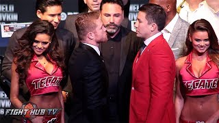 Canelo Alvarez Swings After Facing Off with Gennady Golovkin in Los Angeles!