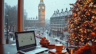 🎅 Big Ben \u0026 Christmas Café: Snowfall in London with Cozy Fireplace Vibes ❄️