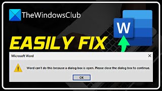 Word can't do this because the dialog box is open