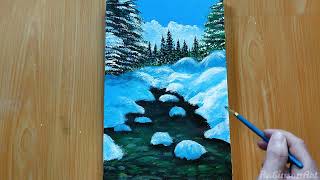 Winter Painting for Beginners / Acrylic Painting for relaxing