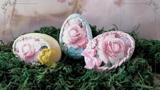 Colorful pastel eggs - Easter decorative styrofoam eggs - decoupage - DIY