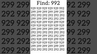 Only high IQ people can spot 992 within a glance. #iq #genius #braintest #riddles #spot #seek #100k