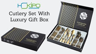 #cutleryset #hokipo HOKIPO Gold Cutlery Set | Stainless Steel Flatware Set | Mirror Finish