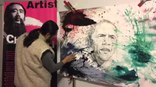 Territory painting Chengju Li-Obama.www.unaagallery.com