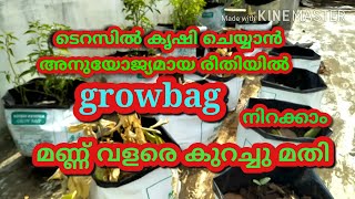 ടെറസ് കൃഷിക്ക് അനുയോജ്യയമായ രീതിയിൽ growbag തയ്യാറാക്കി അതിൽ കൃഷി ചെയുന്നത് ഏങ്ങനെ എന്നു നോകാം.///#