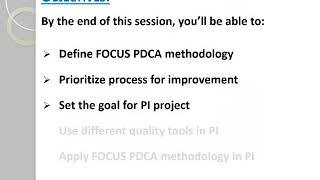 FOCUS PDCA Methodology