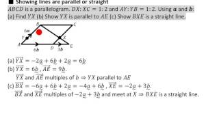 Proving lines are parallel or straight using vectors GCSE