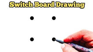 How to draw switch board from 4 dots | Easy Electric board drawing | Dots drawing