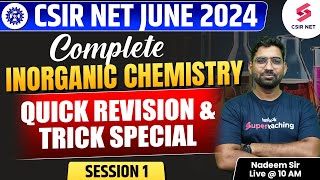 CSIR NET 2024 | Inorganic Chemistry | Revision Series Part 1 | Most Important Questions | Nadeem Sir