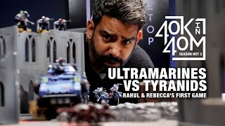 Rahul and Rebecca's first game of 40k!  Tyranids vs Ultramarines Warhammer beginners battle report!