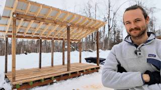 Winter Build on My Alaskan Homestead │ Metal Roof & Woodshed Progress