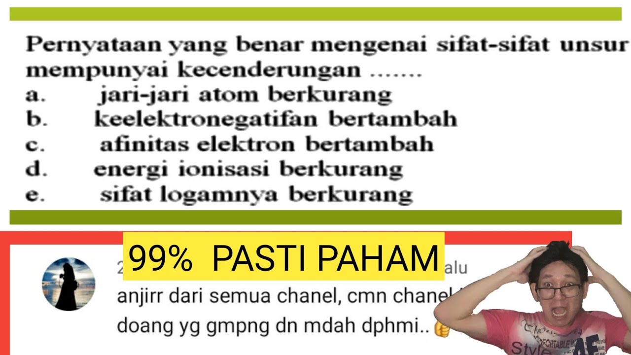 🔴[SISTEM PERIODIK]🔴Pernyataan Yang Benar Mengenai Sifat-sifat Unsur ...