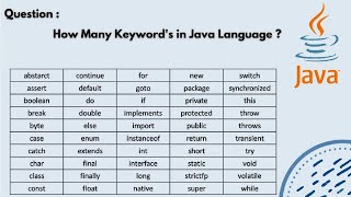 Java Keyword's | 50 Java Programming Keywords | java keywords