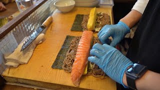 Salmon egg noodle roll, special kimbap / Korean street food