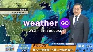 2021/02/26   多雲偶雨  周六午後逐漸轉晴回溫