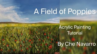 How to paint a field of poppies | Easy Step by step acrylic painting tutorial | Art