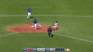 BOS@TOR: Blue Jays use shift to turn odd double play