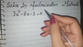 Solve by Factorisation method for class 10, Solve by Factorization